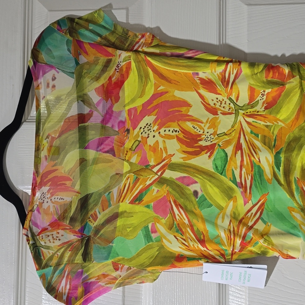 NWT Guess Layla Tropical Knot Accent Mini Dress Yellow Multi Size S - Picture 10 of 11